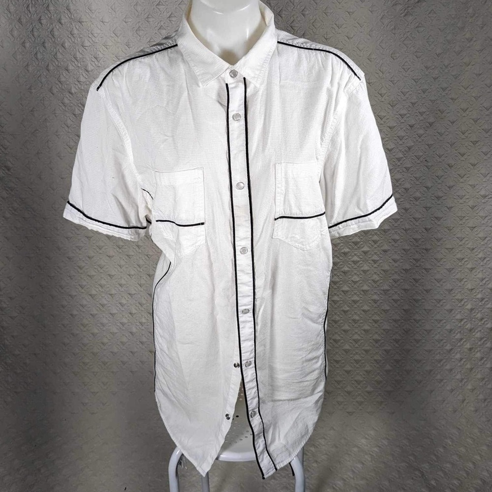 EUC INC Kori short sleeved shirt - white with black piping XL